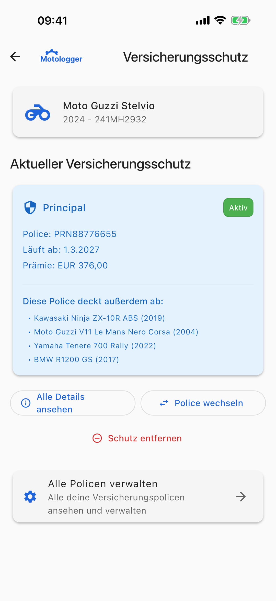 Versicherungs- und HU-Überwachung in MotoLogger