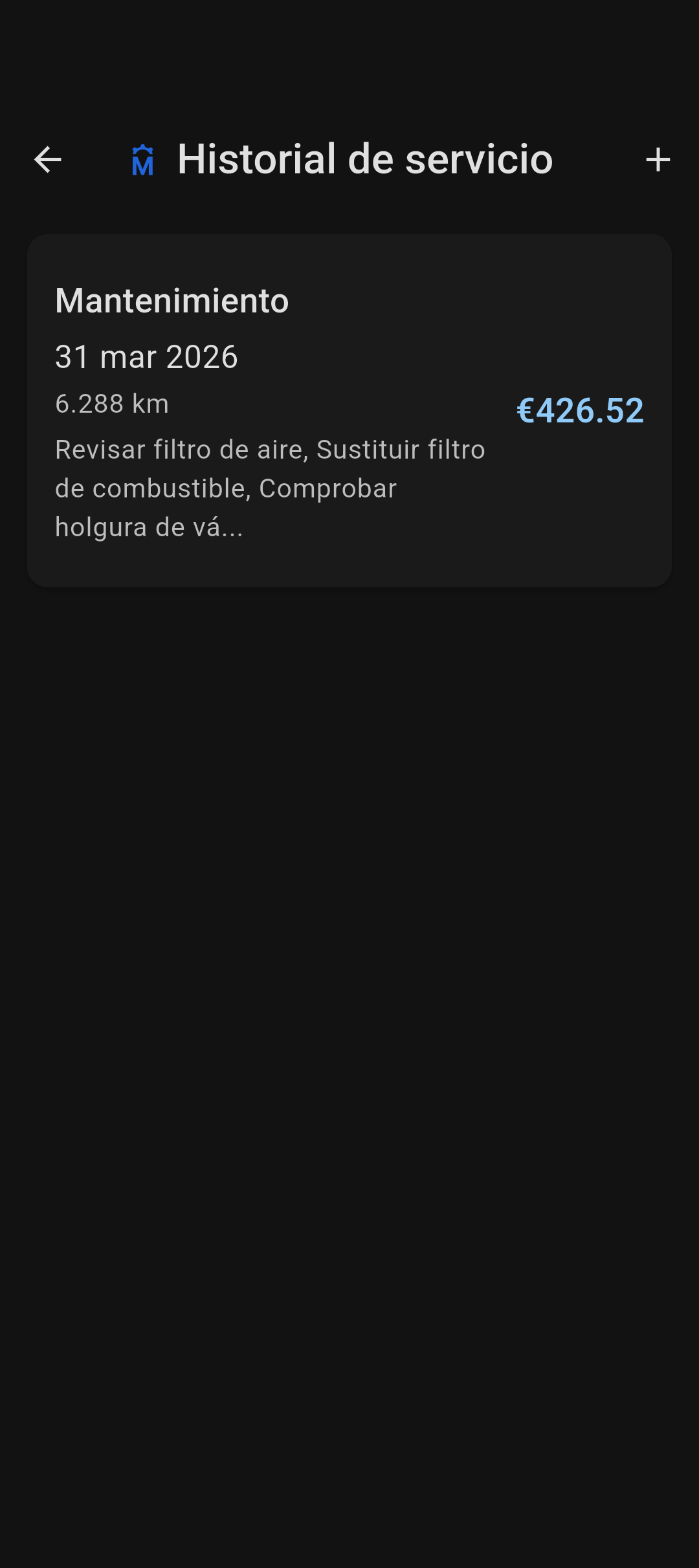 Historial de servicio con facturas escaneadas en MotoLogger